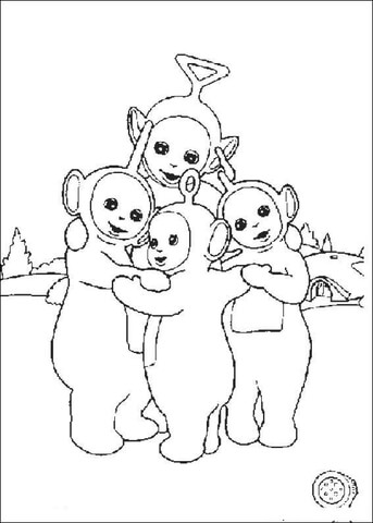 Teletubbies Hugging  Coloring Page